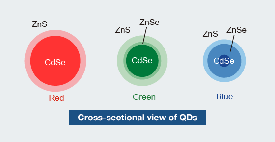 Cross-sectional view of QDs